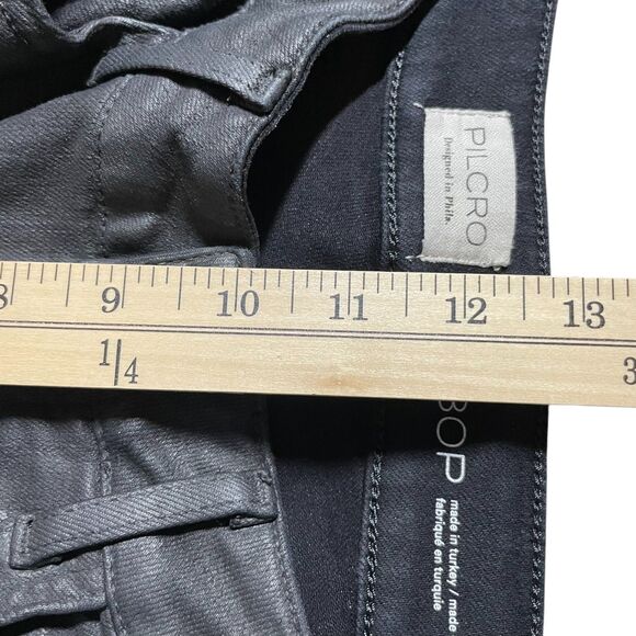 Pilcro Yaya Coated Crop Flare Jeans Black Size 30P Anthropologie EUC - Picture 13 of 16